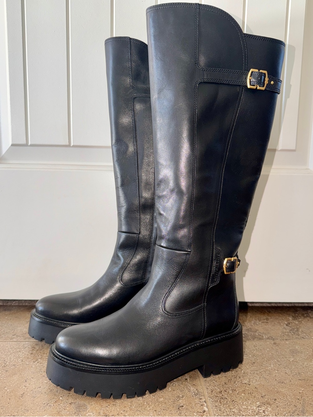 EUC Sam Edelman Black Leather Elayna Knee High Boot - Picture 2 of 13